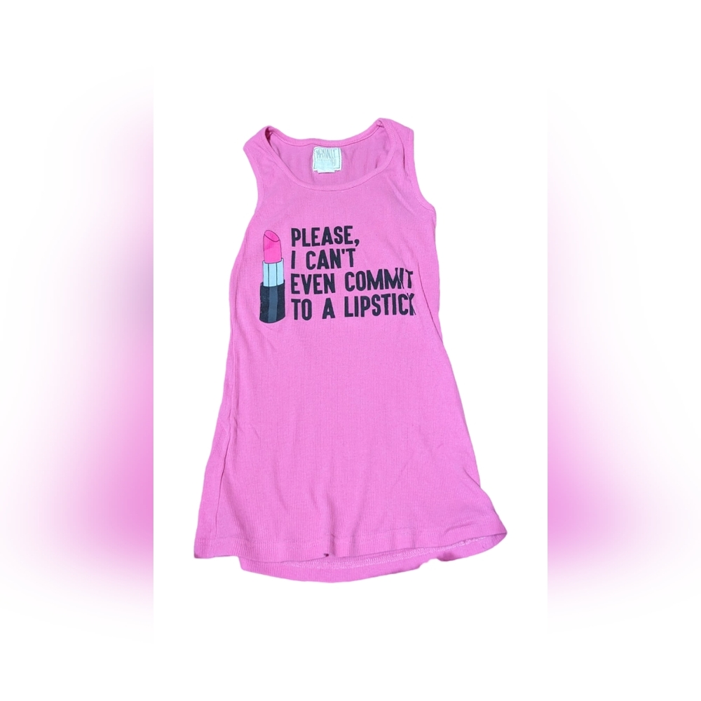 Mentally Exhausted Hot Pink Graphic Tank Top, No Size Tag S/M??, Pre-Loved